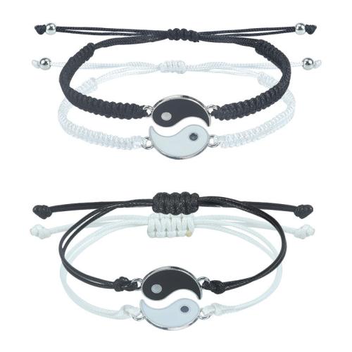 Zinc Alloy Bracelet, with Polyester Cord, handmade, Unisex & enamel Approx 6.29-11.81 Inch 