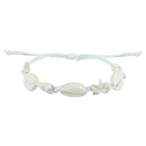 coquille bracelet, avec cordon de polyester, fait à la main, Style bohème & unisexe, blanc Environ 5.12-11.8 pouce, Vendu par PC