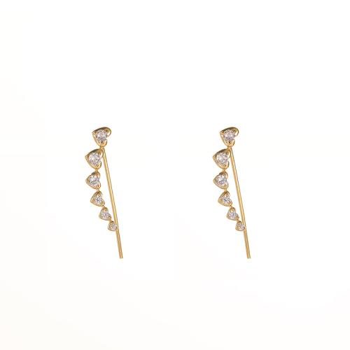 Rhinestone Brass Stud Earring, fashion jewelry & for woman & with rhinestone, golden, 28mm 