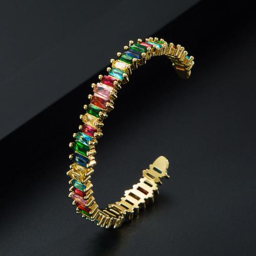 Brass Cuff Bangle, fashion jewelry & micro pave cubic zirconia & for woman 