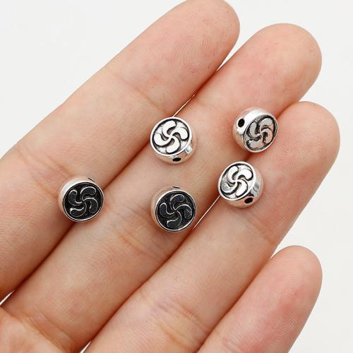 Zinc Alloy Jewelry Beads, Flat Round, silver color plated, DIY Approx 1.5mm, Approx 