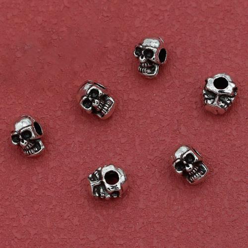 Zinc Alloy Jewelry Beads, Skull, silver color plated, DIY Approx 2mm, Approx 