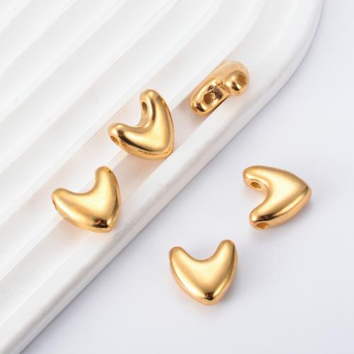 Stainless Steel Beads, 304 Stainless Steel, Heart, gold color plated, DIY 