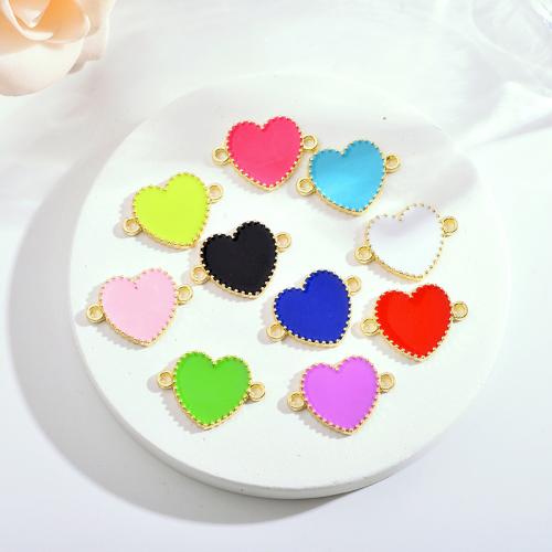 Enamel Zinc Alloy Connector, Heart, gold color plated, DIY & 1/1 loop [