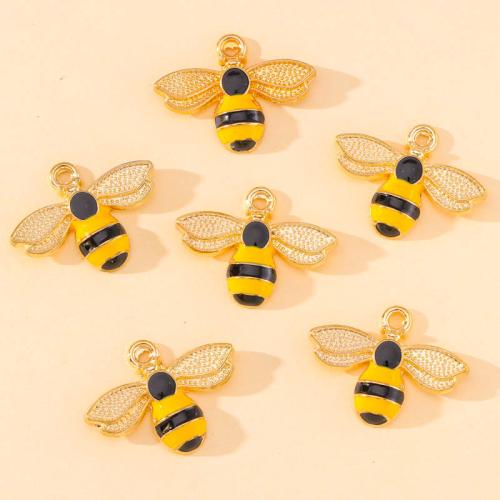 Zinc Alloy Enamel Pendants, Bee, plated, DIY 