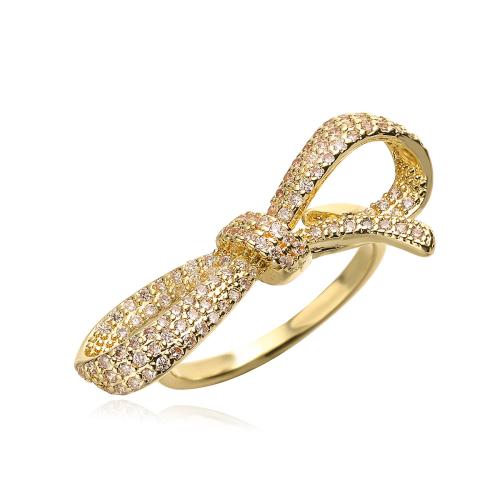 Цирконий Micro Pave Латунь палец кольцо, плакирован золотом, ювелирные изделия моды & инкрустированное микро кубического циркония, Золотой, Ring inner ~18mm, продается PC