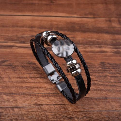 PU Schnur Armbänder, Zinklegierung, mit PU Leder, handgemacht, unisex, schwarz, verkauft von PC