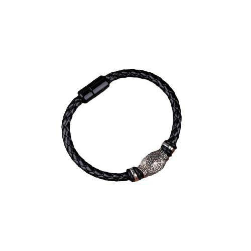 PU Schnur Armbänder, Zinklegierung, mit PU Leder, handgemacht, unisex, schwarz, verkauft von PC