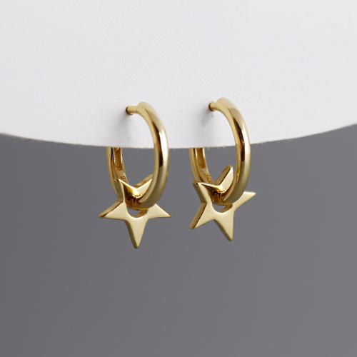 Sterling Silver Drop Earring, 925 Sterling Silver, Star, for woman 