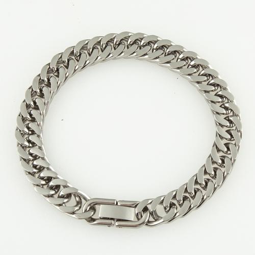 Stainless Steel Chain Bracelets, 304 Stainless Steel, fashion jewelry & Unisex 9mm Approx 19 cm 