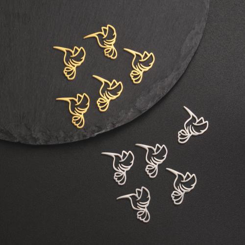 Stainless Steel Animal Pendants, 304 Stainless Steel, Bird, Vacuum Ion Plating, DIY & hollow [