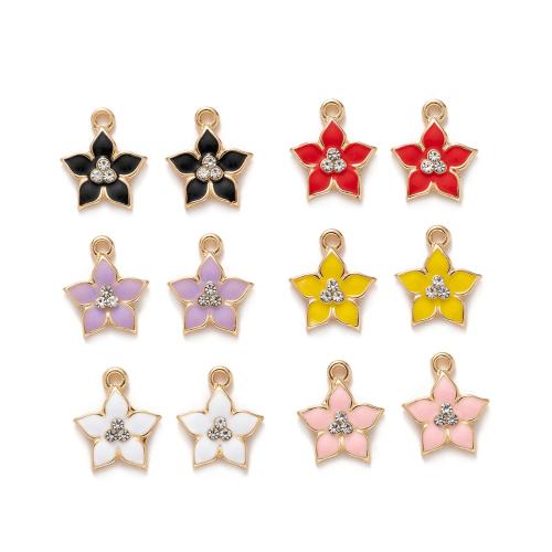 Zinc Alloy Enamel Pendants, petals, DIY & with rhinestone 