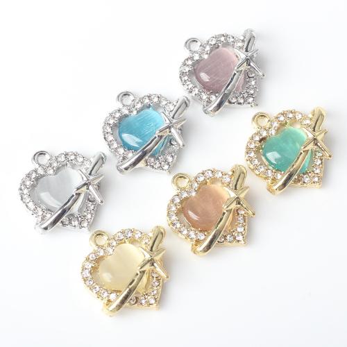 Resin Zinc Alloy Pendants, with Resin, Heart, plated, DIY & micro pave cubic zirconia 