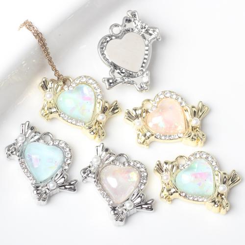 Resin Zinc Alloy Pendants, with Resin, Heart, plated, DIY 