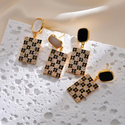 Rhinestone Brass Drop Earring, plated, fashion jewelry & enamel & with rhinestone 