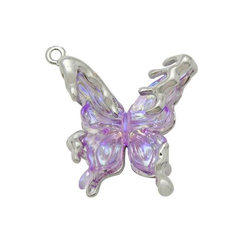 Acrylic Zinc Alloy Pendant, with Acrylic, Butterfly, plated, DIY 