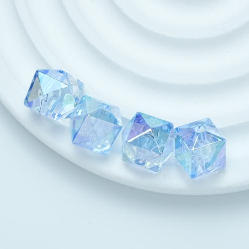 Plating Acrylic Beads, Square, UV plating, DIY & faceted 12mm, Approx 