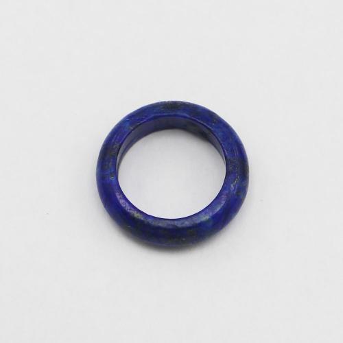 Gemstone Finger Ring, Lapis Lazuli, Donut, Unisex dark blue, 6mm 