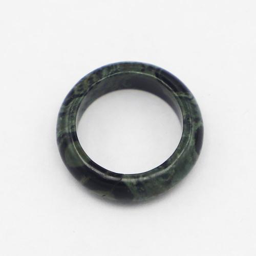 Gemstone Finger Ring, Kambaba Jasper, Donut, fashion jewelry & for woman, deep green, 6mm, US Ring .5 