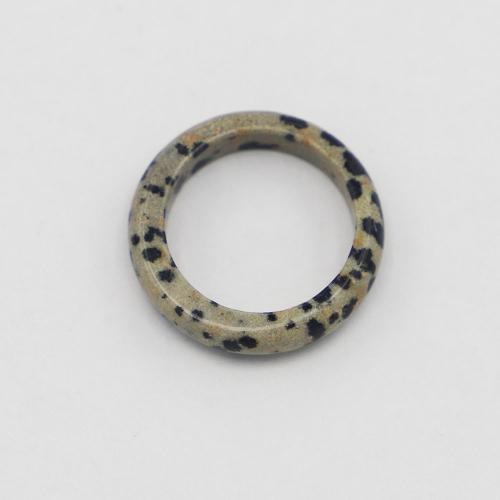 Gemstone Finger Ring, Dalmatian, Donut, Unisex white and black, 6mm 