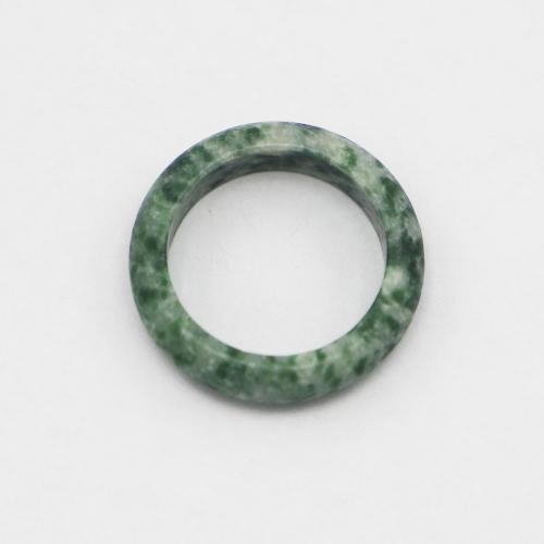 Gemstone Finger Ring, Green Spot Stone, Donut, Unisex, green, 6mm, US Ring 