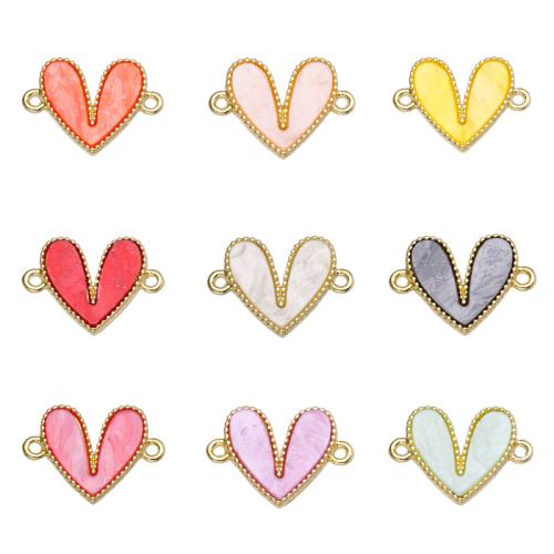 Acrylic Jewelry Connector, Zinc Alloy, with Acrylic, Heart, gold color plated, DIY & 1/1 loop [