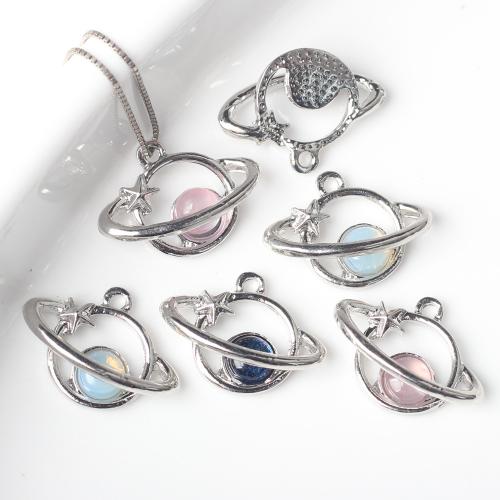 Resin Zinc Alloy Pendants, with Resin, silver color plated, DIY 