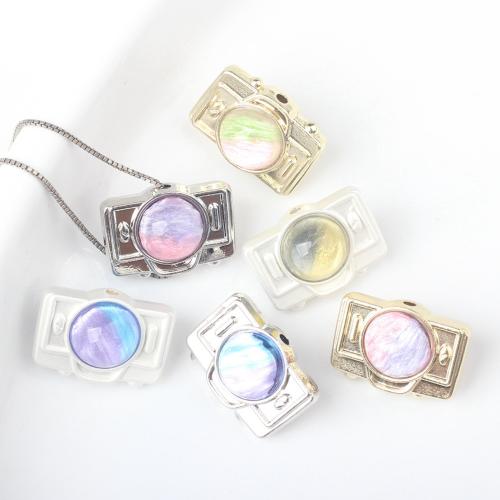Resin Zinc Alloy Pendants, with Resin, Camera, plated, DIY 