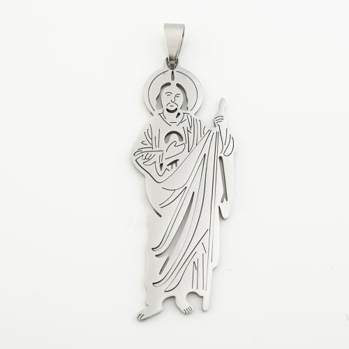 Stainless Steel Saint Pendant, 304 Stainless Steel, silver color plated, DIY, silver color Approx 4mm [