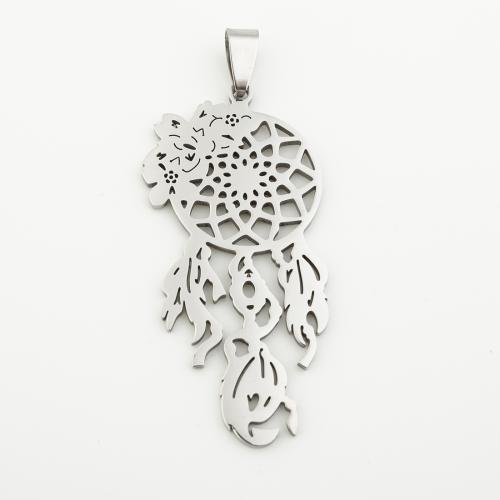 Stainless Steel Hollow Pendant, 304 Stainless Steel, silver color plated, DIY, silver color Approx 4mm [