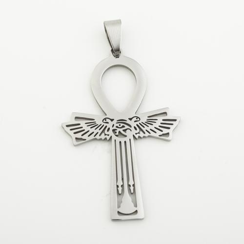 Stainless Steel Cross Pendants, 304 Stainless Steel, silver color plated, DIY, silver color Approx 4mm [