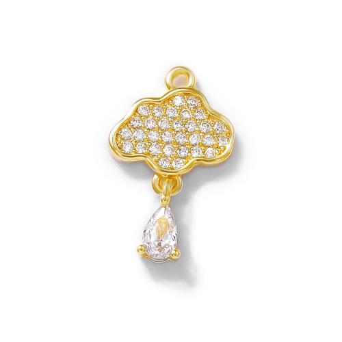 Cubic Zirconia Micro Pave Brass Pendant, real gold plated, DIY & micro pave cubic zirconia, golden 
