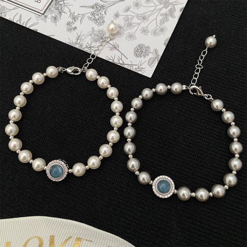 perle de verre bracelet, avec aigue-marine & laiton, avec 2inch chaînes de rallonge, fait à la main, Vintage & pour femme, plus de couleurs à choisir Environ 5.9 pouce, Vendu par PC