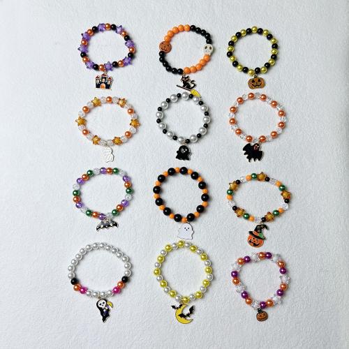 Acrylique bracelet, avec alliage de zinc, fait à la main, unisexe & Bijoux d'Halloween & styles différents pour le choix & émail Environ 7.5 pouce, Vendu par PC