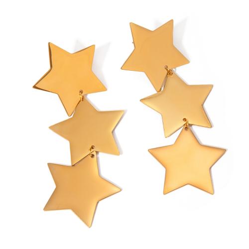 Stainless Steel Drop Earring, 304 Stainless Steel, Star, 18K gold plated, fashion jewelry & for woman, golden, 79mm 