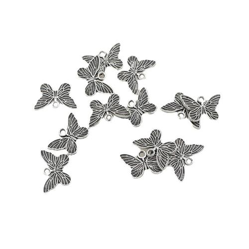 Zinklegierung Tier Anhänger, Schmetterling, silberfarben plattiert, DIY, 16x11mm, Bohrung:ca. 1.5mm, ca. 200PCs/Tasche, verkauft von Tasche