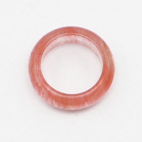 Gemstone Finger Ring, Cherry Quartz, Donut, Unisex pink, 6mm 