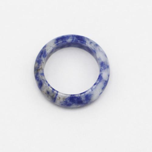 Gemstone Finger Ring, Blue Spot, Donut, Unisex mixed colors, 6mm 