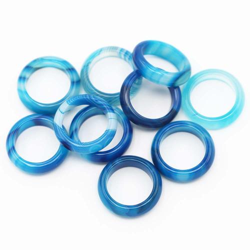 Agate Finger Ring, Lake Blue Agate, Donut, Unisex, acid blue, 6mm, US Ring .5 