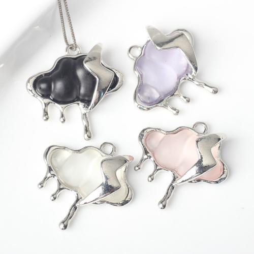 Resin Zinc Alloy Pendants, with Resin, Cloud, silver color plated, DIY 