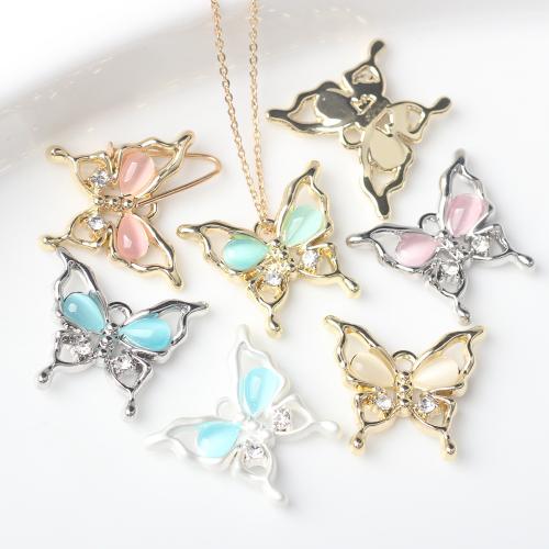 Resin Zinc Alloy Pendants, with Resin, Butterfly, plated, DIY & micro pave cubic zirconia 
