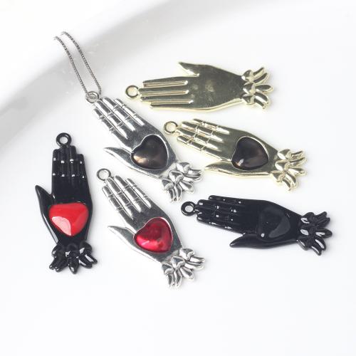 Resin Zinc Alloy Pendants, with Resin, Hand, plated, DIY & 1/1 loop 