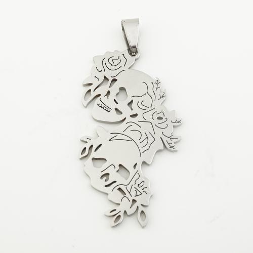 Stainless Steel Hollow Pendant, 304 Stainless Steel, silver color plated, DIY, silver color Approx 4mm [