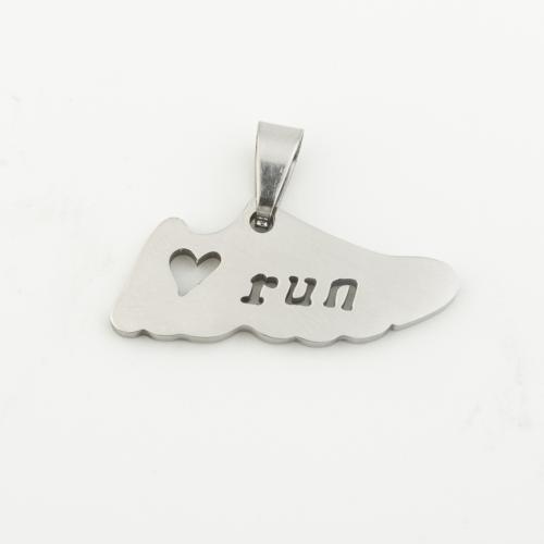 Stainless Steel Shoes Pendant, 304 Stainless Steel, silver color plated, DIY, silver color Approx 4mm [