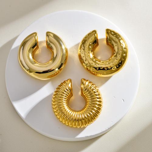 Stainless Steel Clip Earrings, 304 Stainless Steel, gold color plated, fashion jewelry golden 
