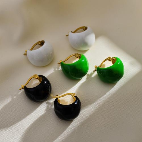 Stainless Steel Leverback Earring, 304 Stainless Steel, gold color plated, fashion jewelry & enamel 