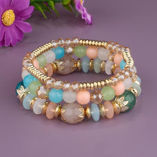 Acrylic Zinc Alloy Bracelets, with Elastic Thread & Acrylic, plated, three pieces & fashion jewelry & for woman Approx 18 cm 