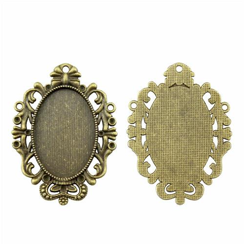 Zinc Alloy Pendant Cabochon Setting, plated, DIY 