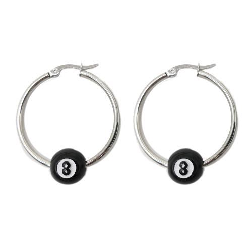 304 Stainless Steel Lever Back Earring, with Acrylic, Unisex & with number pattern 