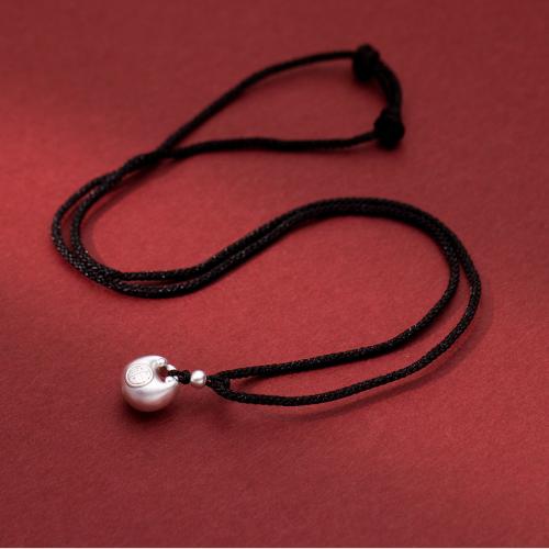 Sterling Silver Jewelry Necklace, 925 Sterling Silver, with Cotton Cord, fashion jewelry & for woman Approx 60 cm 